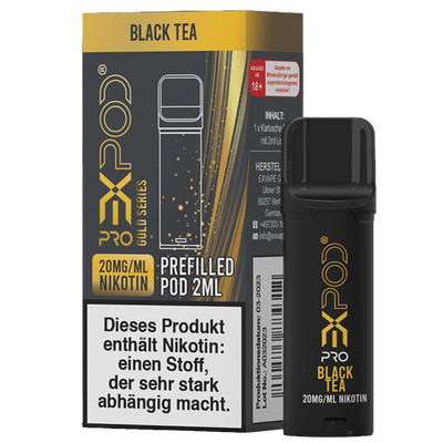 EXPOD Pro POD - Gold Series - Black Tea 20mg/ml, ca. 600 Züge Frontansicht World of Smoke