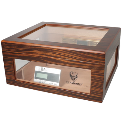 Germanus Humidor Oro braun mit Maserung Frontansicht World of Smoke