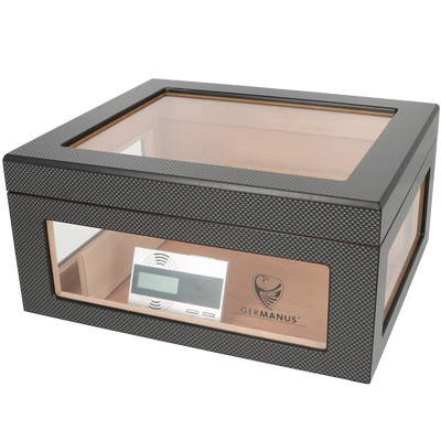 Germanus Humidor Oro Carbon-Optik Frontansicht World of Smoke