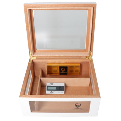 Germanus Humidor Oro matt weiß Detailansicht World of Smoke