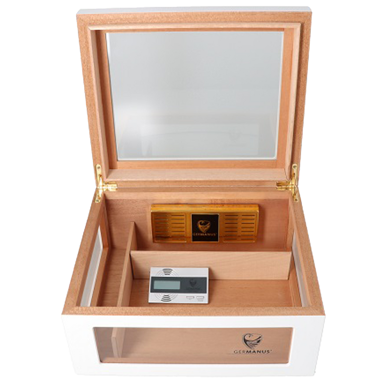 Germanus Humidor Oro matt weiß Detailansicht World of Smoke