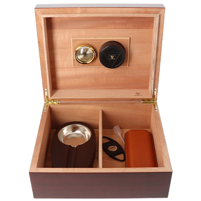 Germanus Humidor Set rotbraun Detailansicht World of Smoke