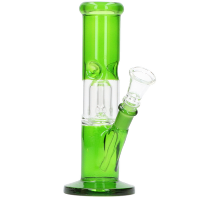 Glasbong Ice + Percolator Zylinder transparent grün Frontansicht World of Smoke