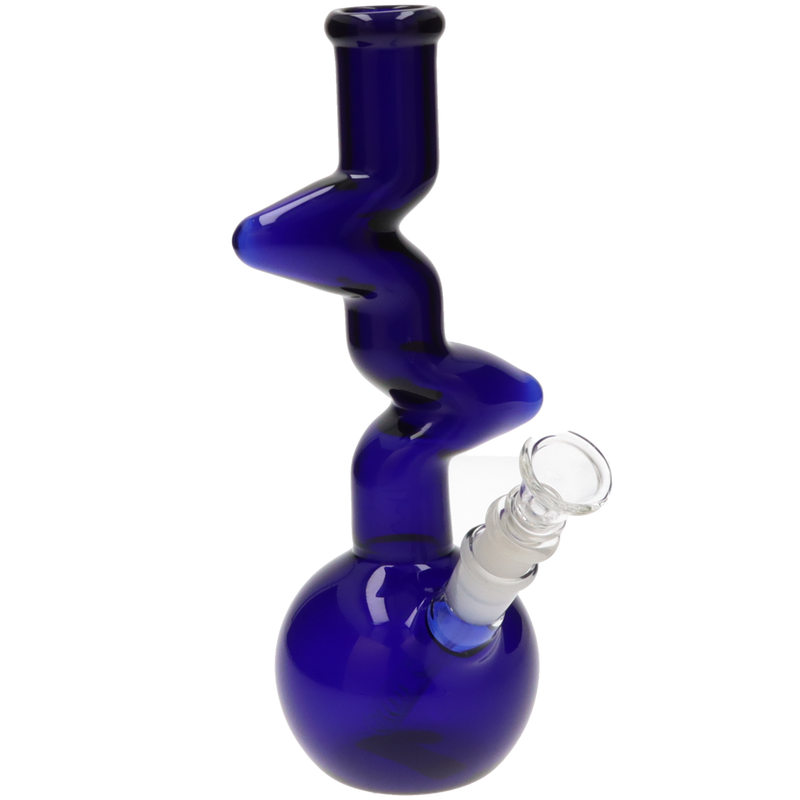 Glasbong Kugel Wellenform blau Frontansicht World of Smoke