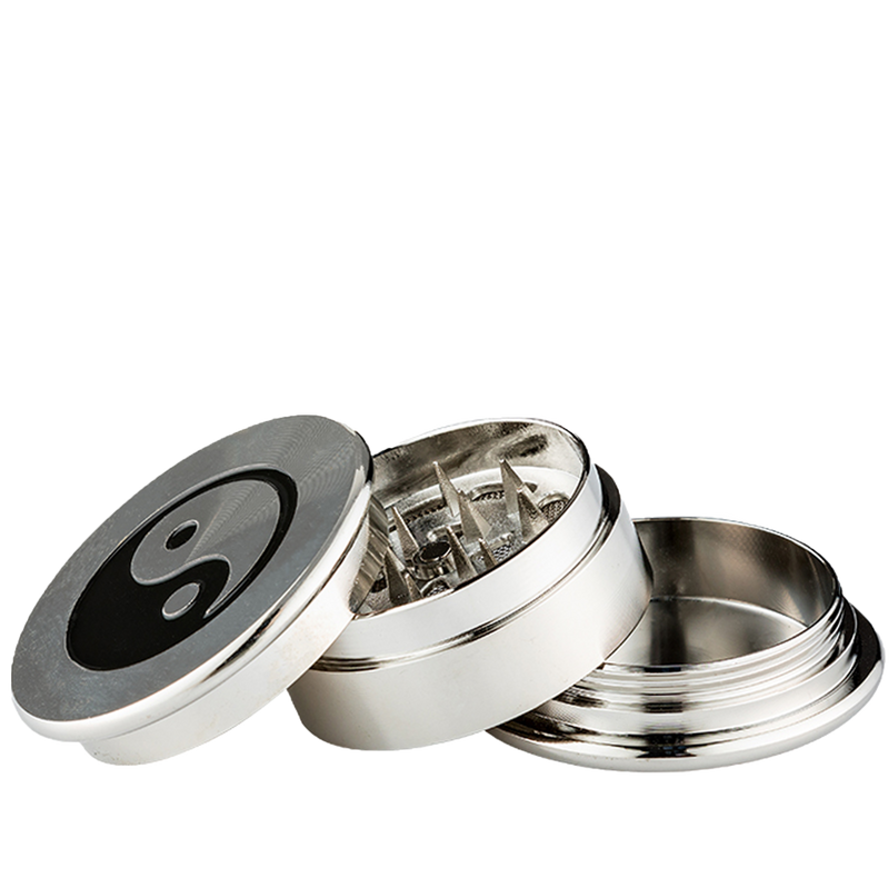 Grinder 3 tlg. Metall YingYang Detailansicht World of Smoke