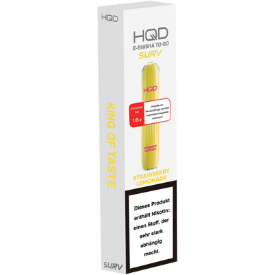 HQD SURV Einweg E-Zigarette Strawberry Lemonade 18mg/ml, 600 Züge Frontansicht World of Smoke
