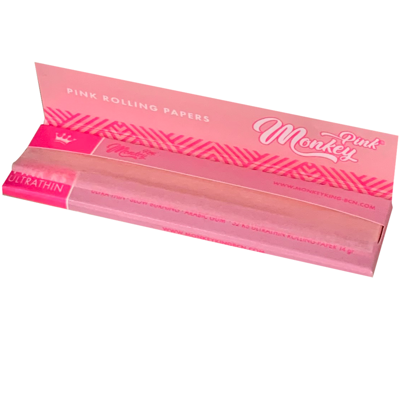 Monkey King KS Papier Slim pink 14gr 32 Blatt Detailansicht World of Smoke