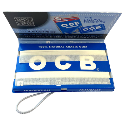 OCB Blau Gummizug 100 Blatt Detailansicht World of Smoke