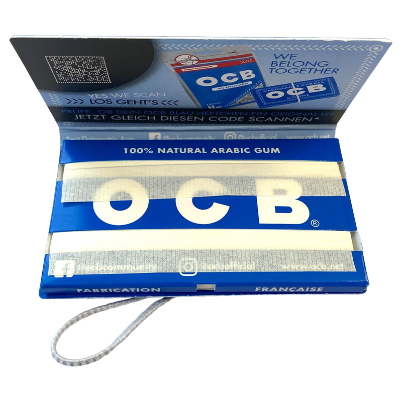 OCB Blau Gummizug 100 Blatt Detailansicht World of Smoke