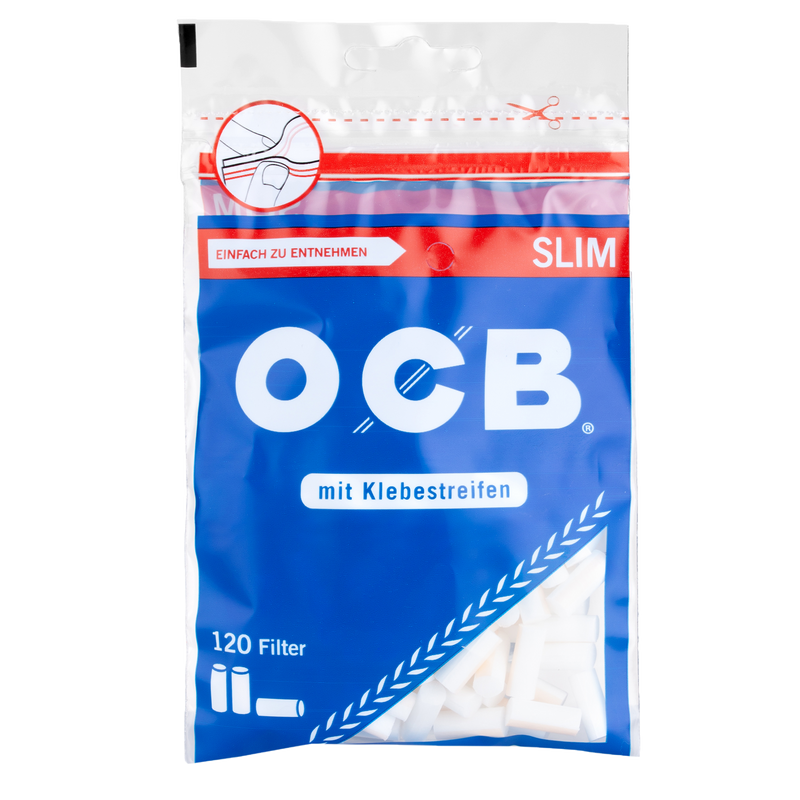 OCB Drehfilter Slim Klebefläche 6mm Beutel à 120 Filter Frontansicht World of Smoke