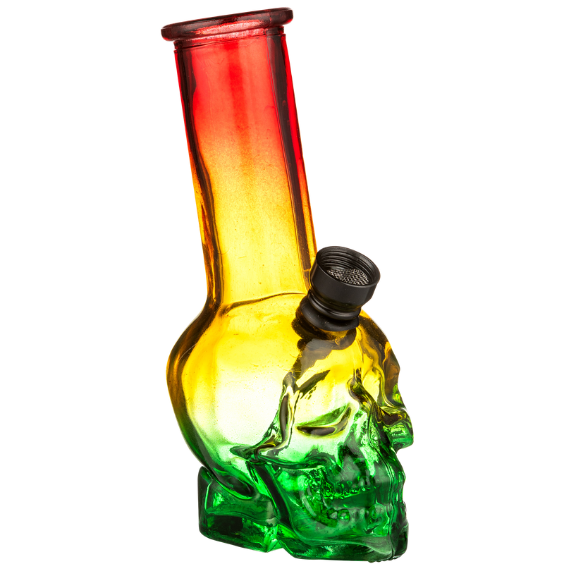 Super Heroes Glasbong transparent Skull farbig Metallchillum Frontansicht World of Smoke