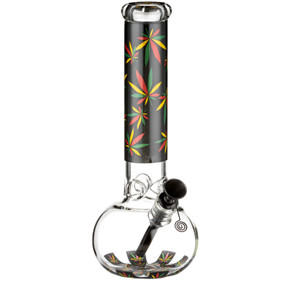 Super Heroes Ice Glasbong Kugel Transparent Hanf bunt Metallchillum Frontansicht World of Smoke