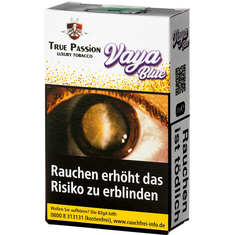 True Passion 20g Vaya Blue, Blaubeere/Traube Frontansicht World of Smoke