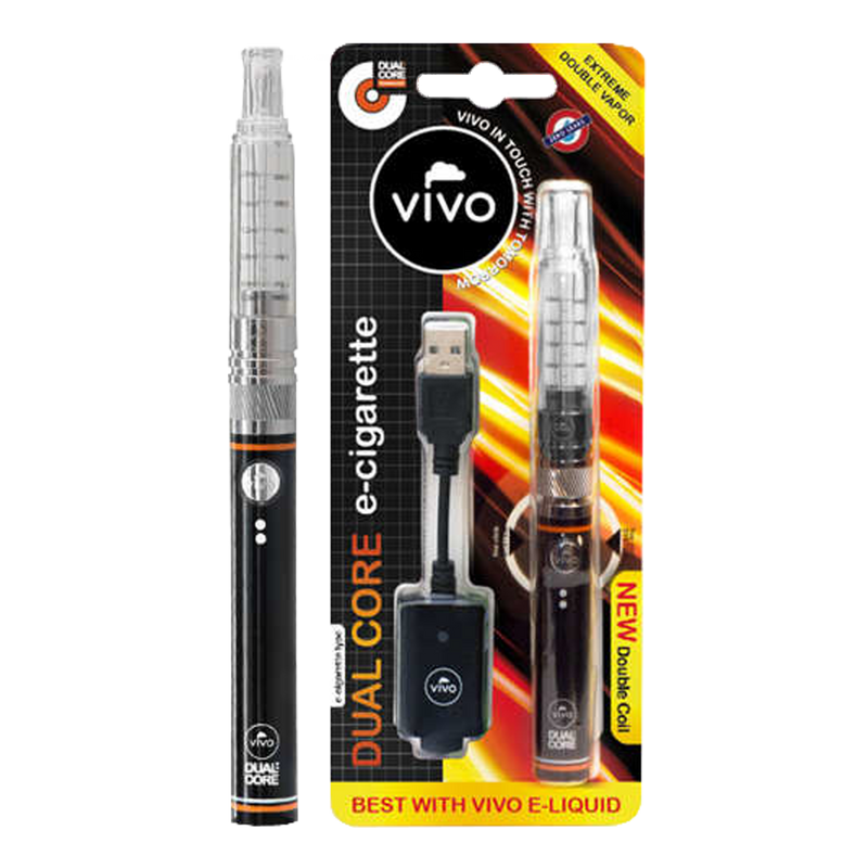 VIVO E Zigarette Dual Core schwarz 650 mAh usb Frontansicht World of Smoke