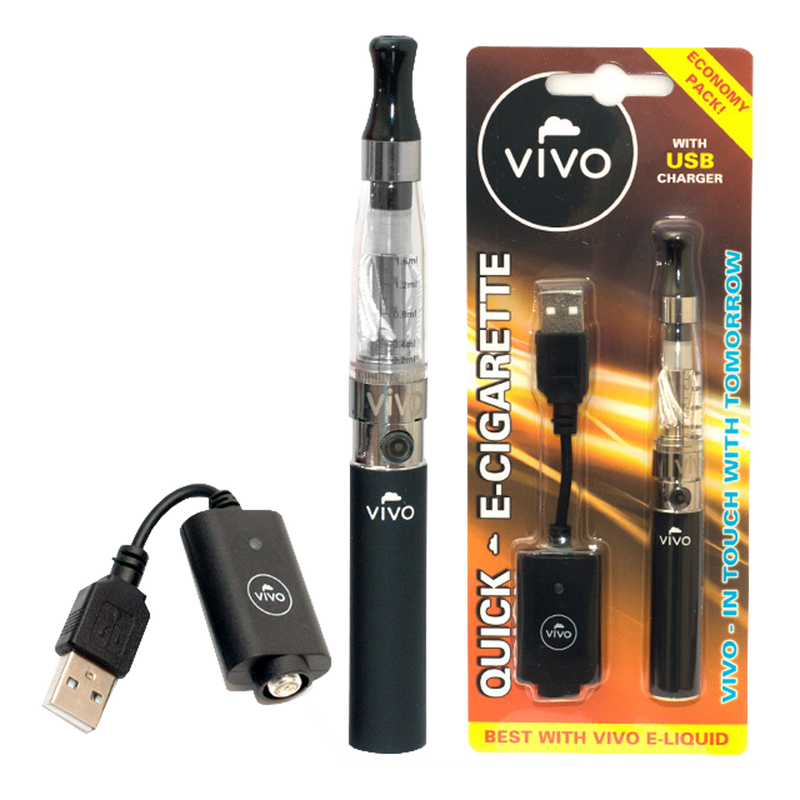 Vivo E-Zigarette Quick schwarz 650 mAh USB Ladegerät Frontansicht World of Smoke