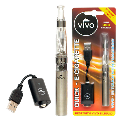 Vivo E-Zigarette Quick silber 650 mAh USB Ladegerät Frontansicht World of Smoke