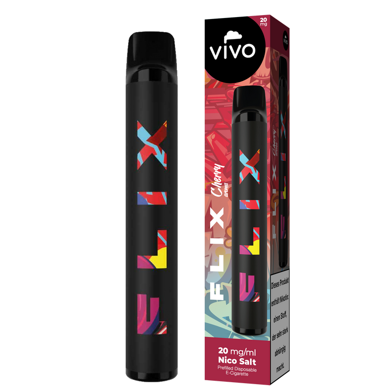 VIVO FLIX 700 Einweg E-Zigarette Cherry 20mg/ml ca. 700 Züge Frontansicht World of Smoke