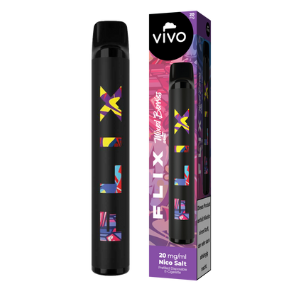 VIVO FLIX 700 Einweg E-Zigarette Mixed Berries 20mg/ml ca. 700 Züge Frontansicht World of Smoke