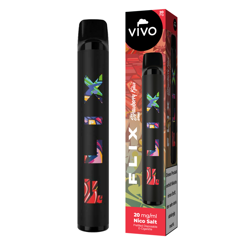 VIVO FLIX 700 Einweg E-Zigarette Strawberry Kiwi 20mg/ml ca. 700 Züge Frontansicht World of Smoke