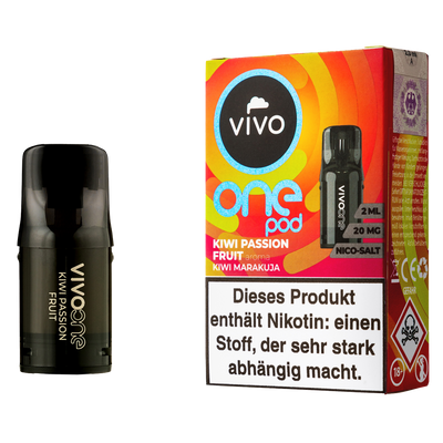 VIVO One Pod Kiwi Passion 20mg/ml, 2ml, ca. 700 Züge Frontansicht World of Smoke