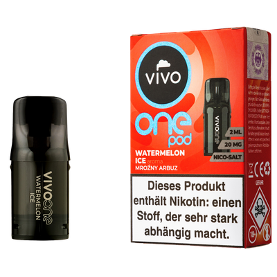 VIVO One Pod Watermelon Ice 20mg/ml, 2ml, ca. 700 Züge Frontansicht World of Smoke