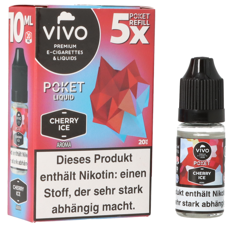 VIVO Poket Salt Cherry Ice 20mg/ml Frontansicht World of Smoke