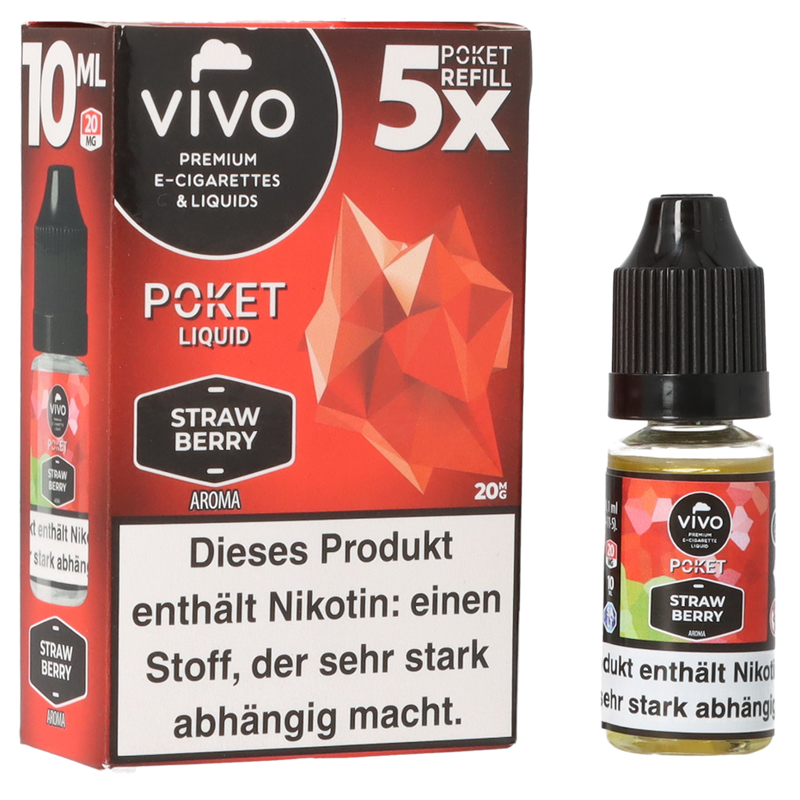 VIVO Poket SALT Strawberry 20mg/ml Frontansicht World of Smoke