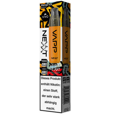 VIVO VAPP Nexxt Einweg E-Zigarette Mango Ice 20mg/ml bis zu 1000 Züge Detailansicht World of Smoke