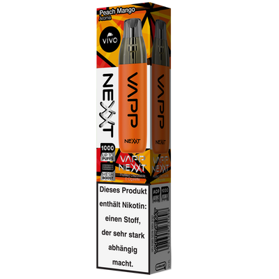 VIVO VAPP Nexxt Einweg E-Zigarette Peach Mango 20mg/ml bis zu 1000 Züge Detailansicht World of Smoke