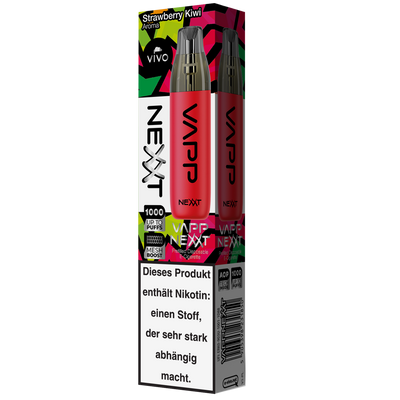 VIVO VAPP Nexxt Einweg E-Zigarette Strawberry Kiwi 20mg/ml bis zu 1000 Züge Detailansicht World of Smoke