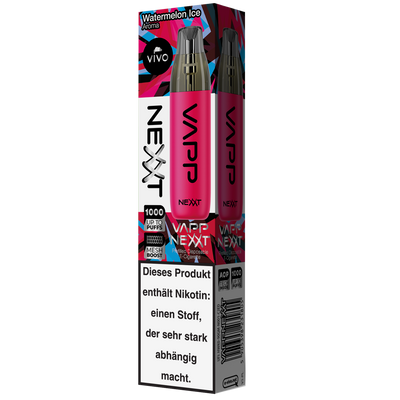 VIVO VAPP Nexxt Einweg E-Zigarette Watermelon Ice 20mg/ml bis zu 1000 Züge Detailansicht World of Smoke