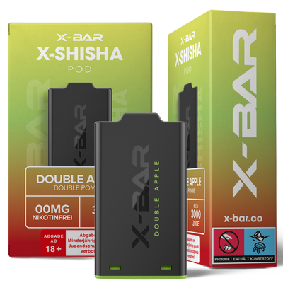 X-Bar X-Shisha Pod Double Apple nikotinfrei Frontansicht World of Smoke