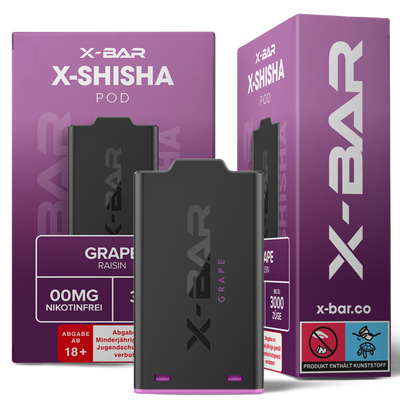 X-Bar X-Shisha Pod Grape nikotinfrei Frontansicht World of Smoke