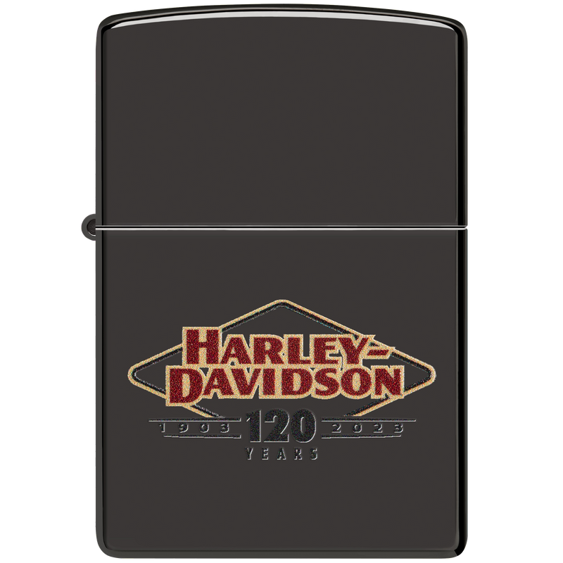 Zippo 60006657 24756 High Polish Black Harley Davidson Frontansicht World of Smoke