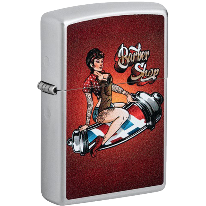 Zippo 60007026 205 Barber Shop Pin-Up Design Frontansicht World of Smoke