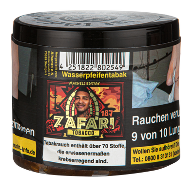 187 Tobacco 25g Zafari Frontansicht World of Smoke