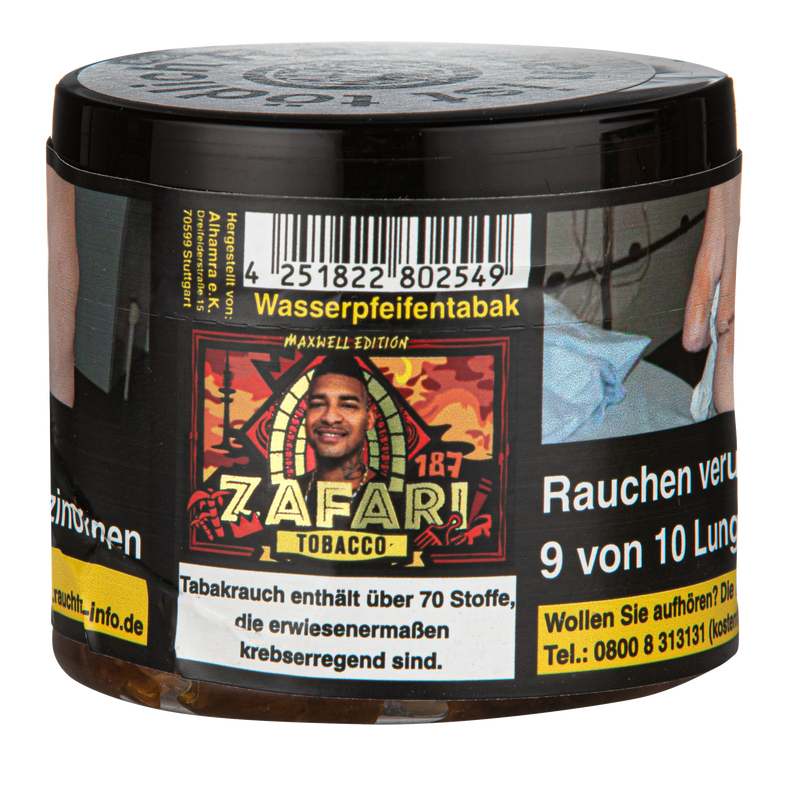 187 Tobacco 25g Zafari Frontansicht World of Smoke