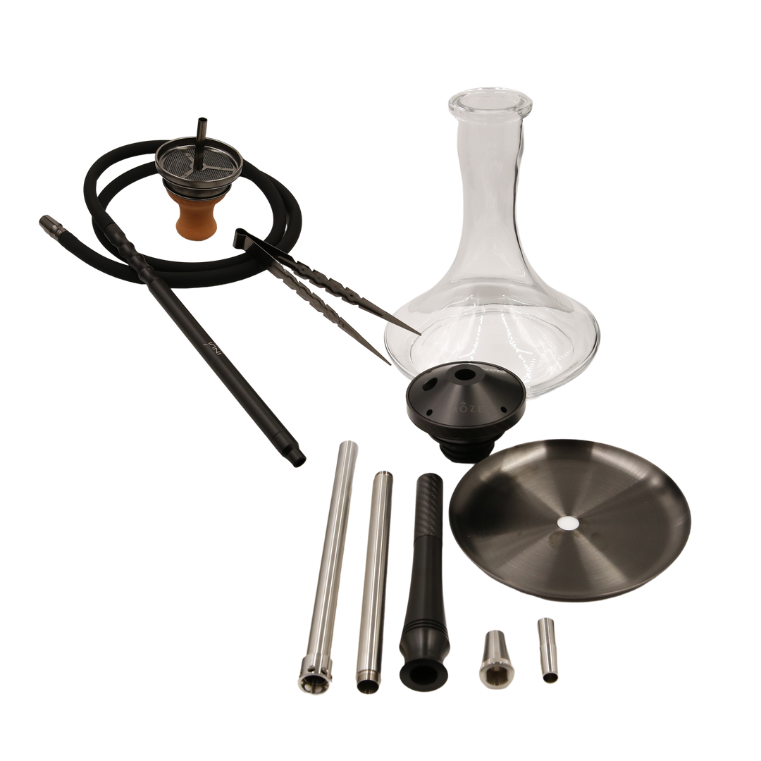 Moze x Vyro Noir Shisha - Clear Bowl, 49 cm, 4 Ventilöffnungen