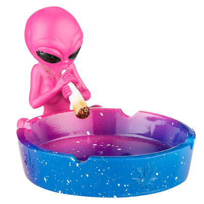 Alien Aschenbecher blau pink Frontansicht World of Smoke
