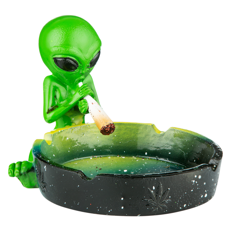 Alien Aschenbecher grün Frontansicht World of Smoke