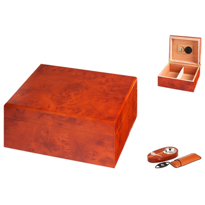 Angelo Humidor Set rotbraun Frontansicht World of Smoke