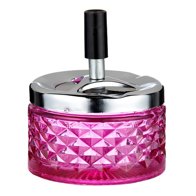 Angelo Schleuderaschenbecher Glas pink 9,5cm Frontansicht World of Smoke