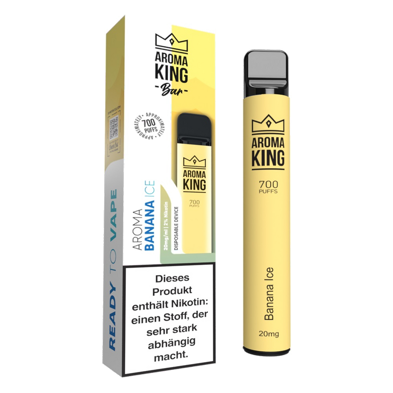 Aroma King Einweg E-Zigarette Banana Ice Frontansicht World of Smoke