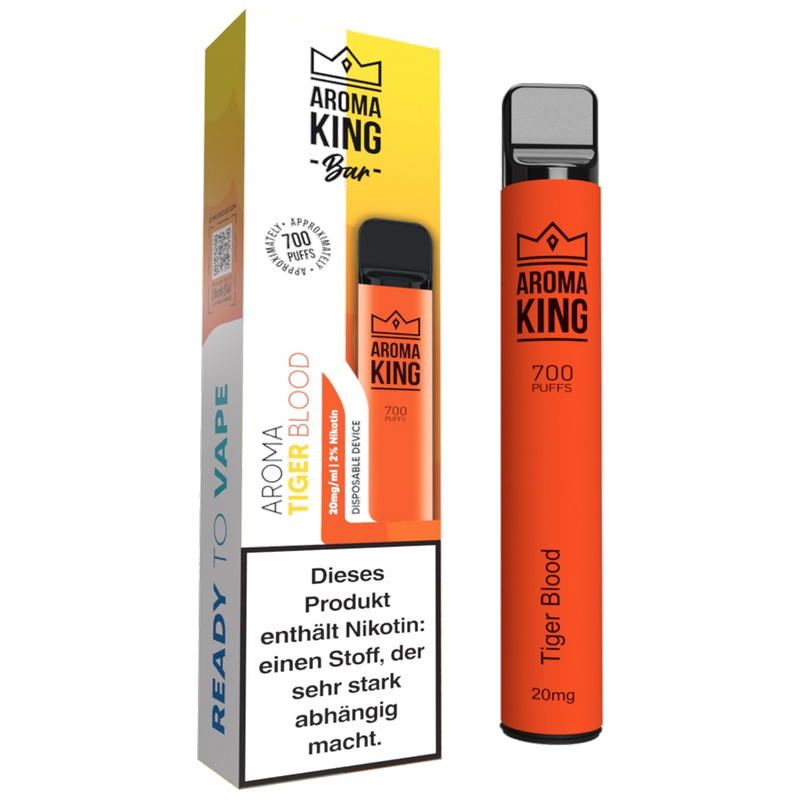 Aroma King Einweg E-Zigarette Tiger Blood Frontansicht World of Smoke