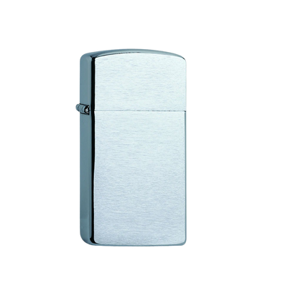 Feuerzeug Zippo 60001178 chrome brush. Slim Frontansicht World of Smoke