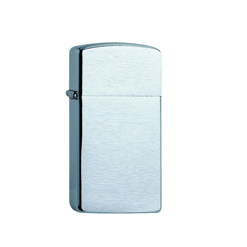 Feuerzeug Zippo 60001178 chrome brush. Slim Frontansicht World of Smoke