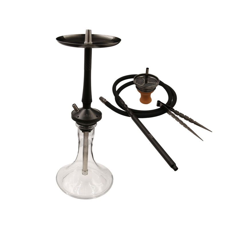 Shishakohle Moze x Vyro Noir Shisha - Clear Bowl, 49 cm, 4 Ventilöffnungen Detailansicht World of Smoke