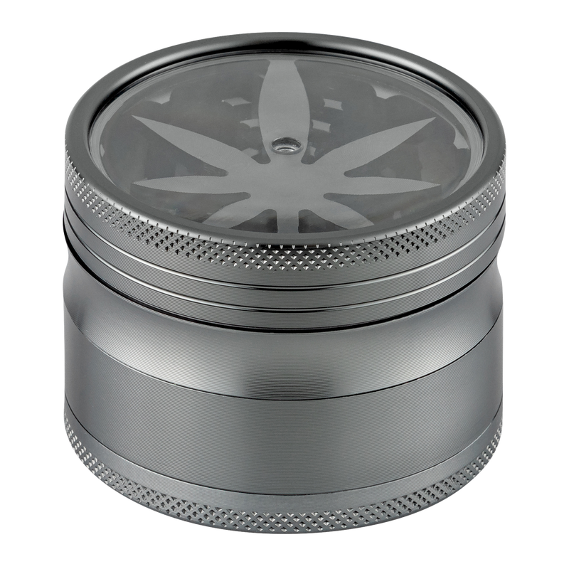 Super Heroes Alu Grinder Hanf grau Frontansicht World of Smoke