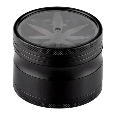 Super Heroes Alu Grinder Hanf schwarz Frontansicht World of Smoke