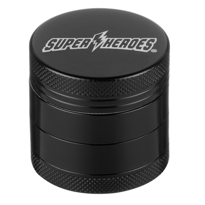 Super Heroes Grinder Keramik 4tlg schwarz Frontansicht World of Smoke